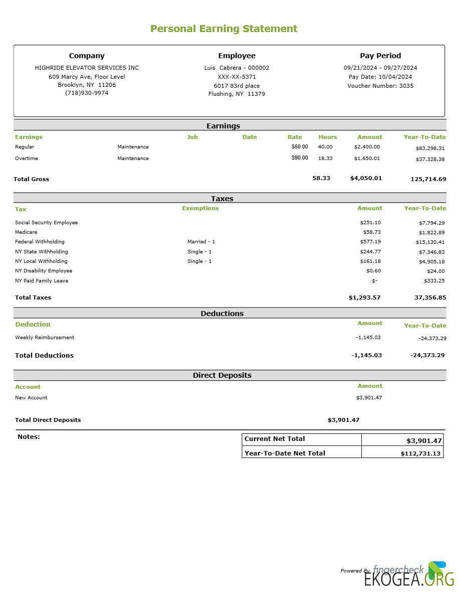Modèle de relevé de revenus personnel de Highride Elevator Services INC aux formats Word et PDF.pdf, 1